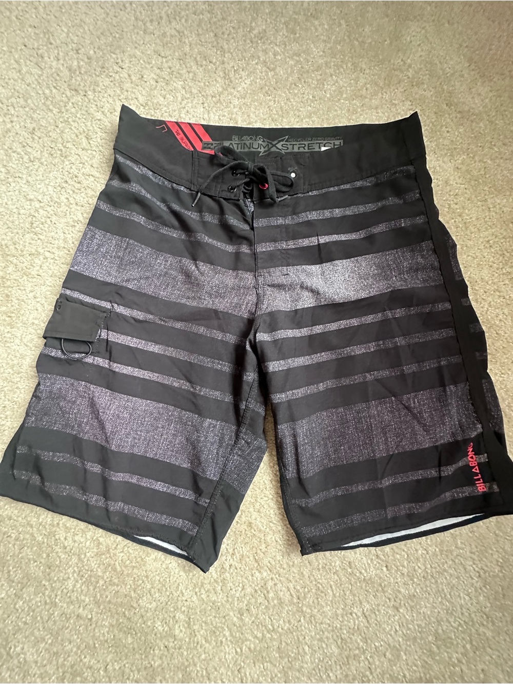 Billabong Men's Black and Charcoal Striped Boardshorts